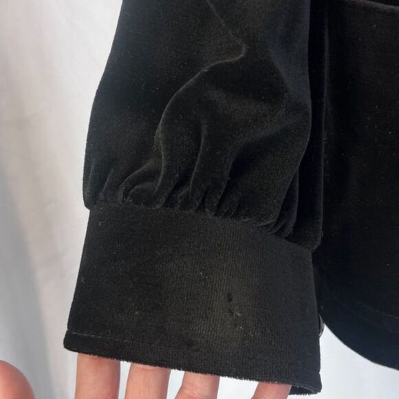 Act III Black Velvet Velour Button Front Feminine Boho Hippie Gypsy Jacket Sz MD - Picture 11 of 11